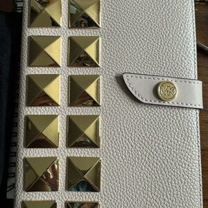 Michael Kors Pale Pink Leather Tablet Case with Gold Studs